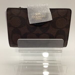 2143. Coach Bi-Fold Wallet Brown/Black Gold Signature Leather NWT